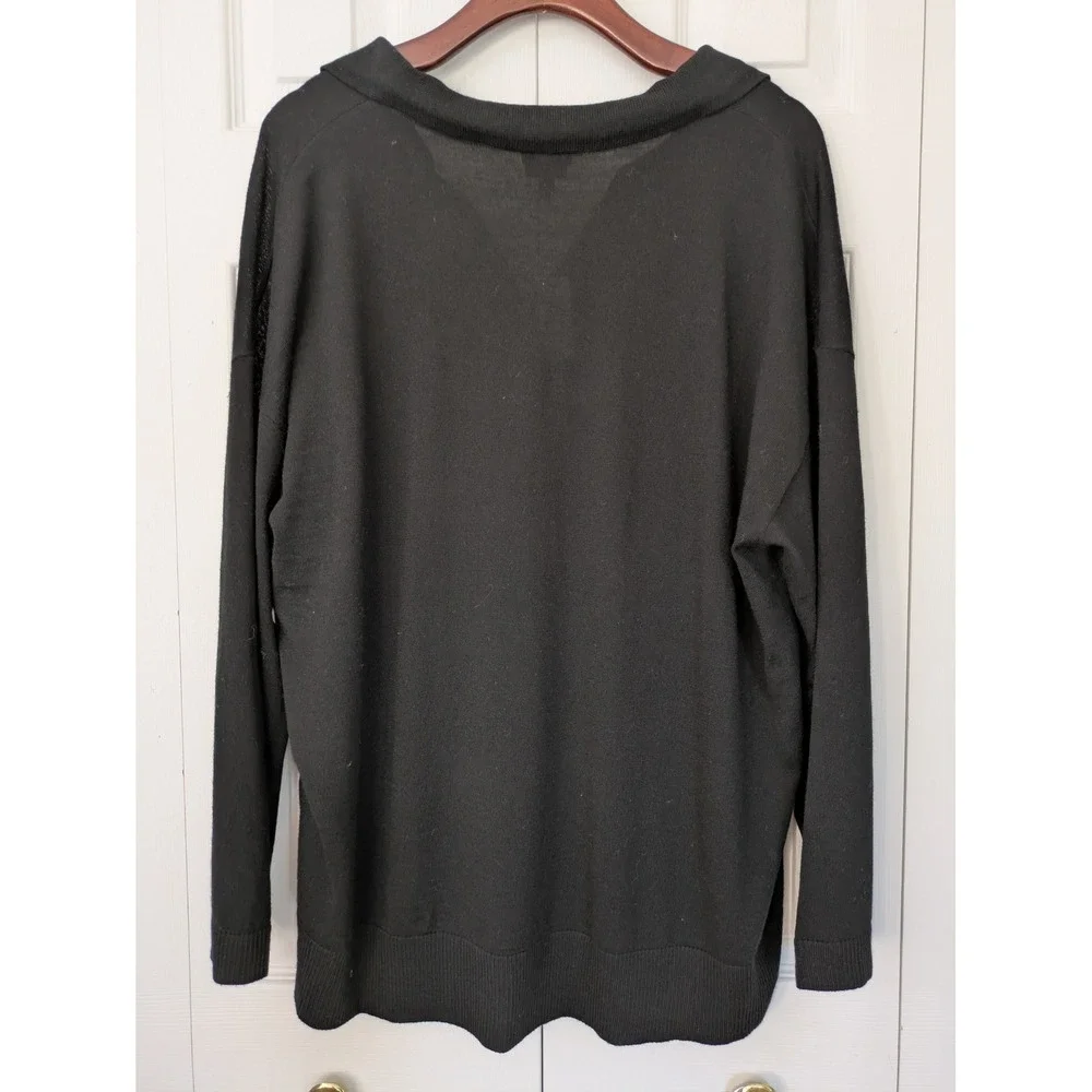 Talbots Plus‎ Long Sleeve Sweater Pullover V-Neck Merino Wool Size 2X Black NWT - Picture 3 of 6